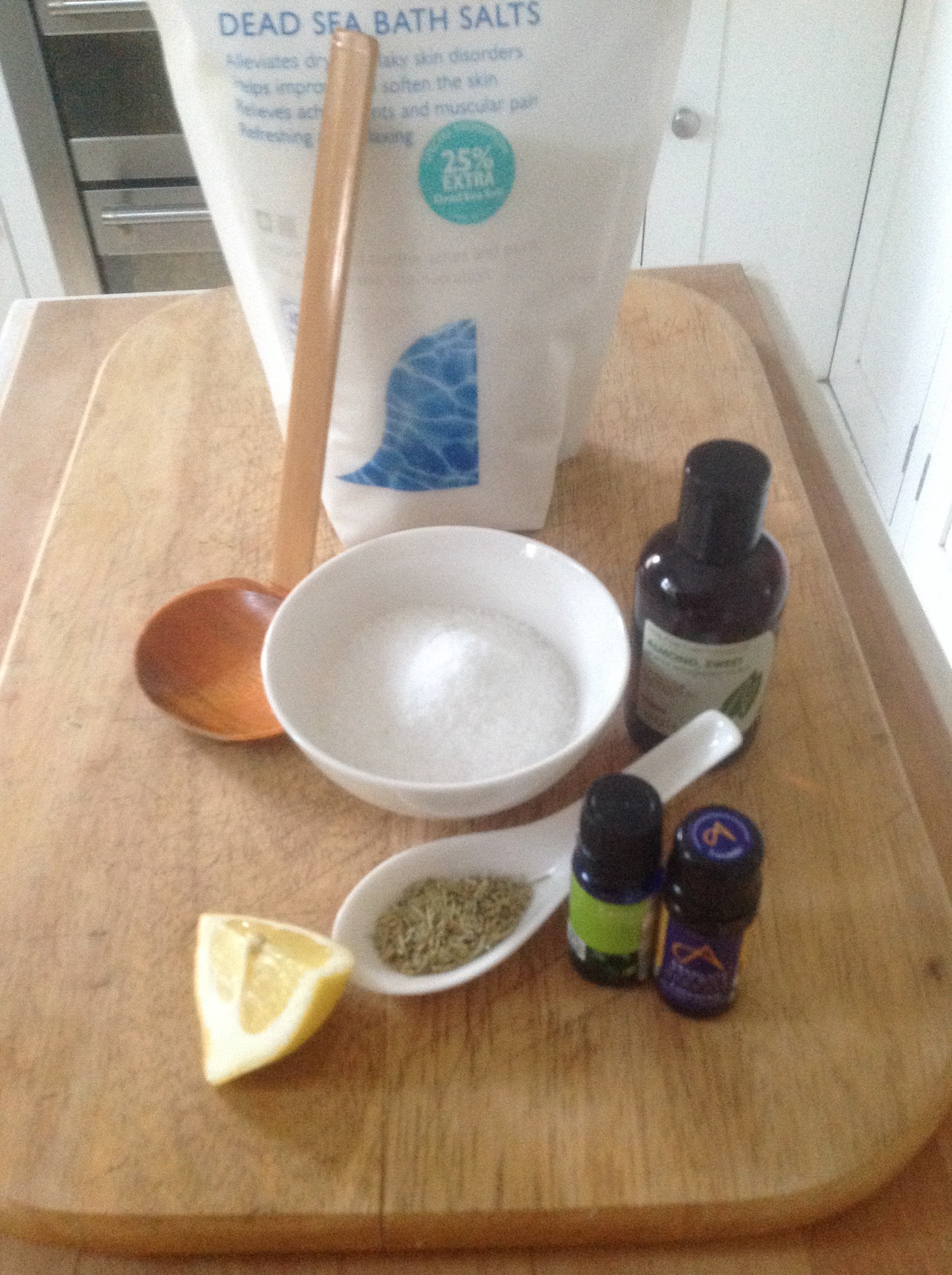 Lavender and Lemon essential oil, with Dead Sea salt foot scrub