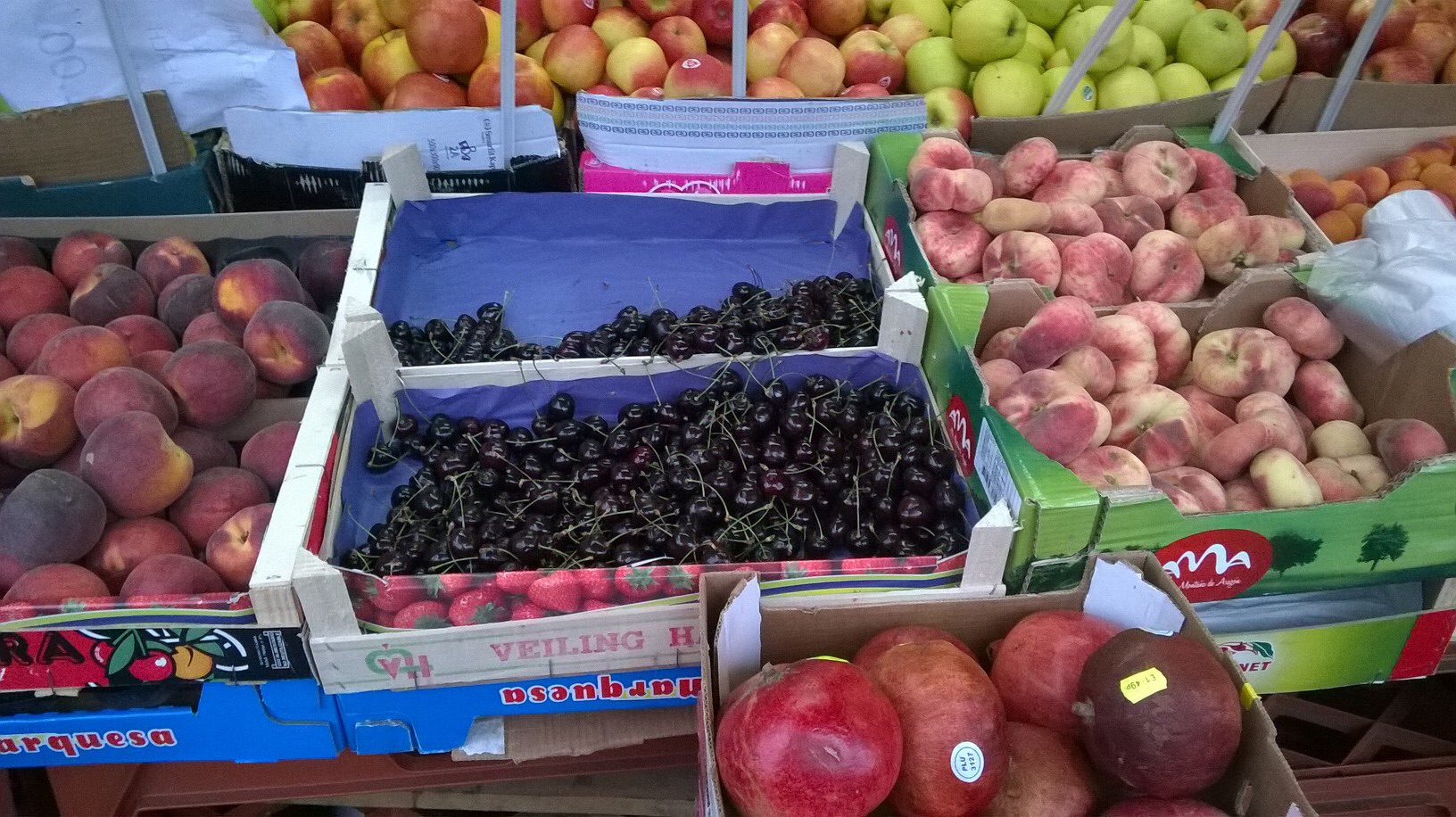 Cherries displayed outside a local foodstore