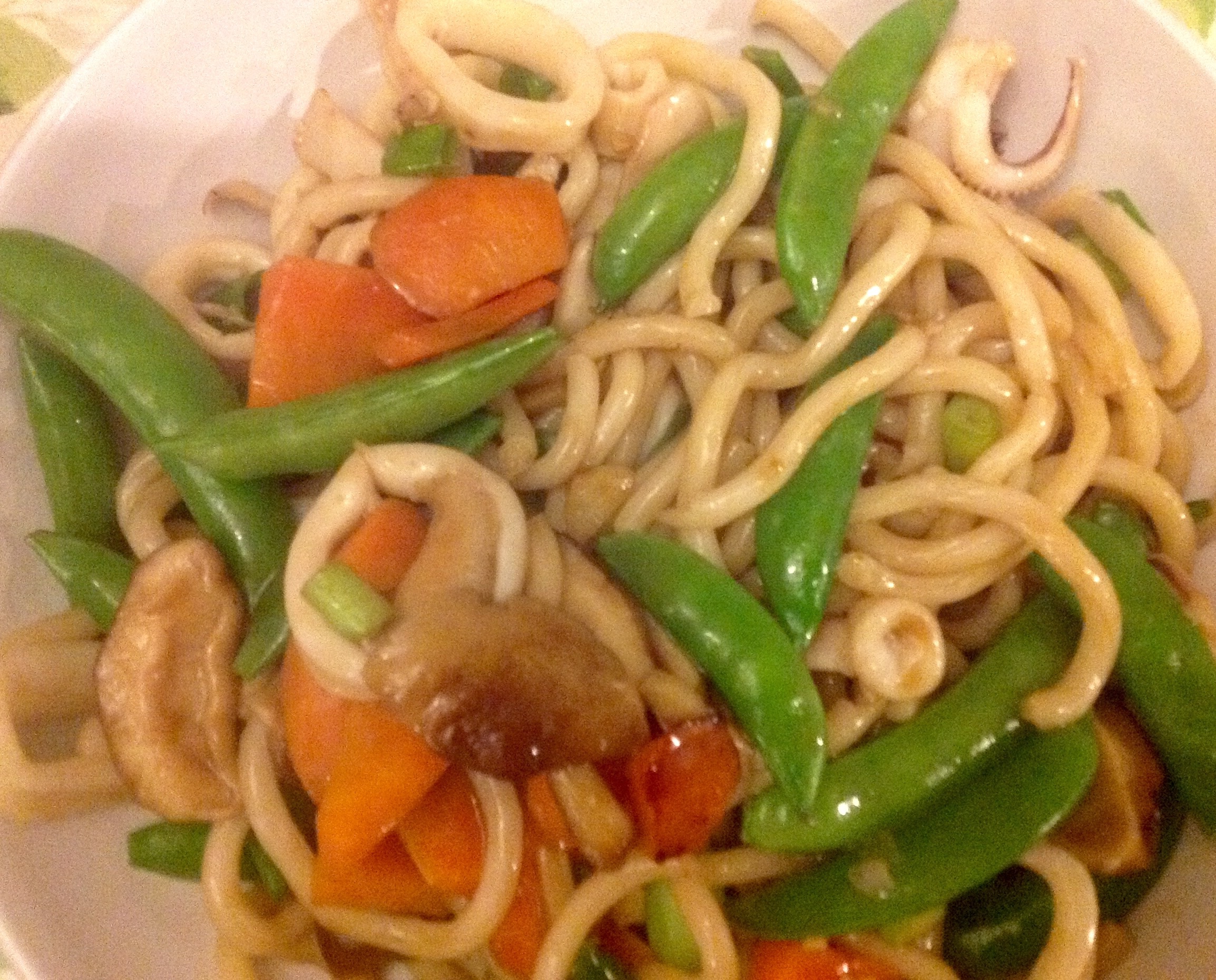 Stir fried Squid with Udon Noodles